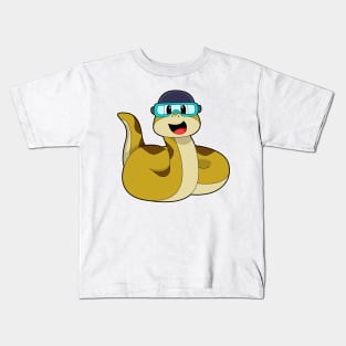 Snake with Swimming goggles Kids T-Shirt